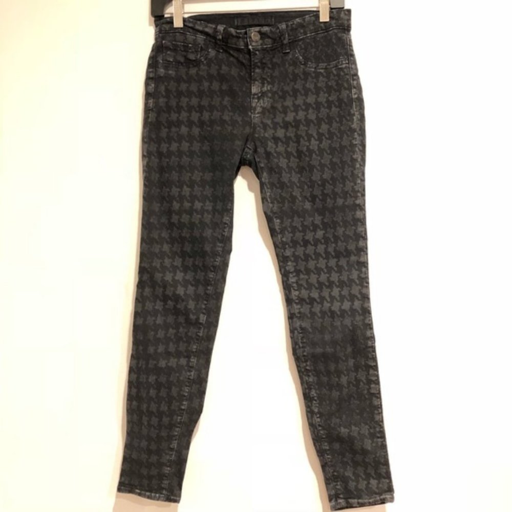 J BRAND Jeans Blue Gray Graphic Print HOUNDSTOOTH SKINNY Sz 27 #218